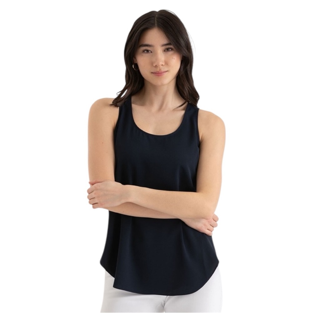 Ricki’s Navy Blue Sleeveless Tank Blouse With Rounded Hem Size Small